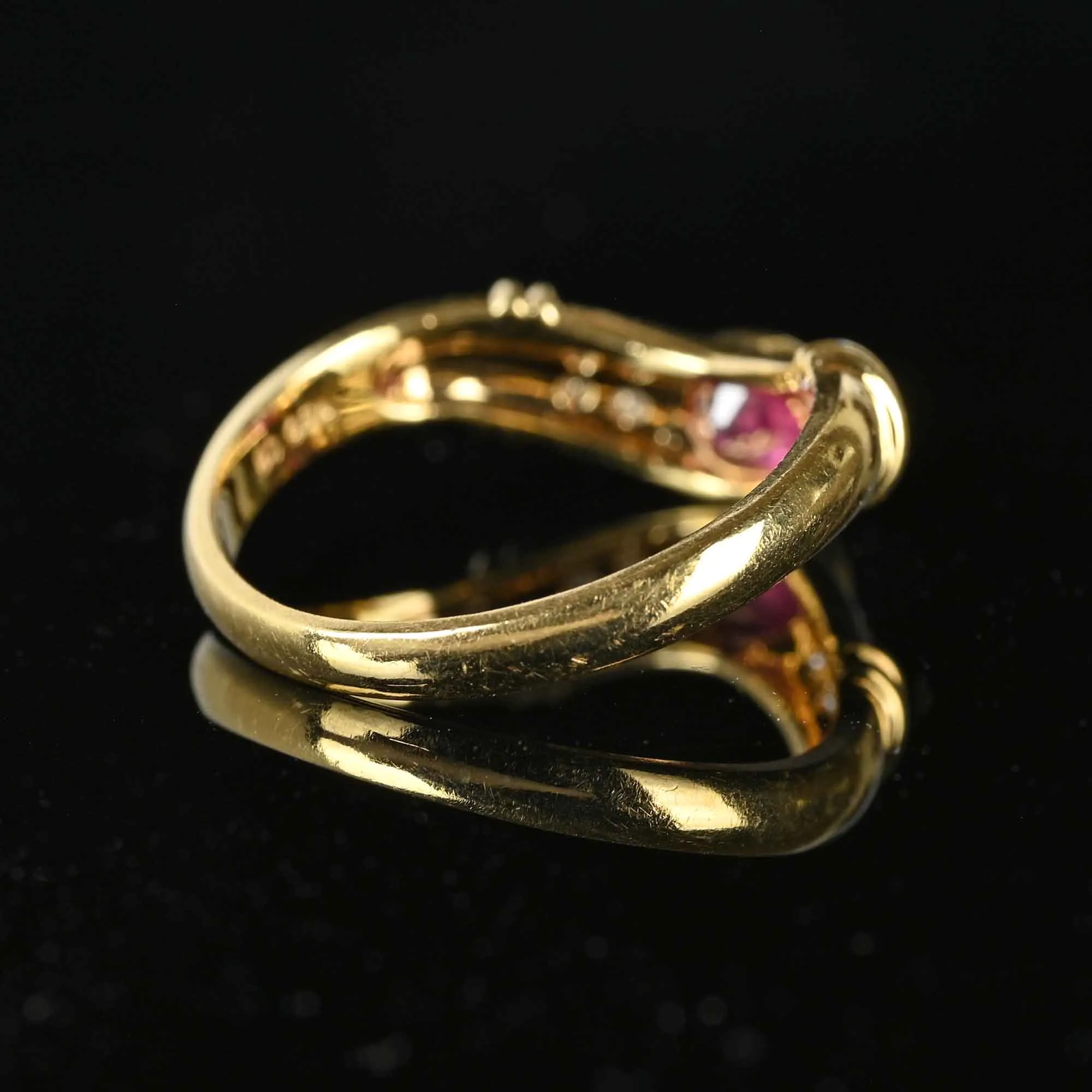 Fine 18K Gold Diamond Ruby Chevron Ring