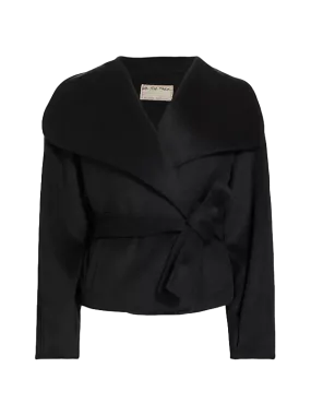 Free People  Black Cashmere-feel Belted Jacket UK XS