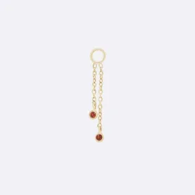 Gemmed Cascade 2 Charm - 14K YELLOW - Garnet