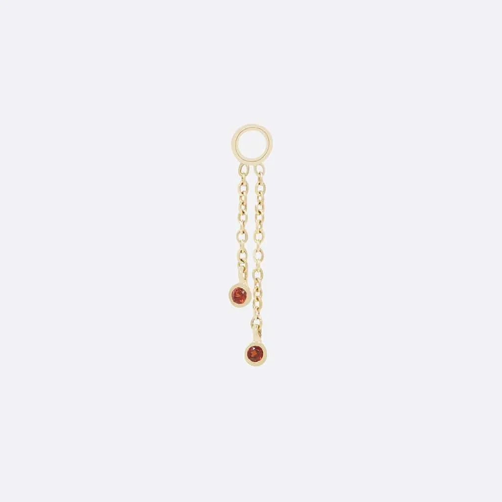 Gemmed Cascade 2 Charm - 14K YELLOW - Garnet