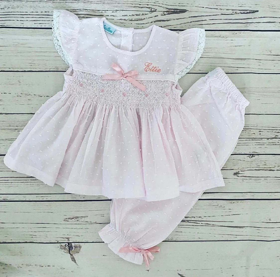 Girls Pink Smocked Pjs