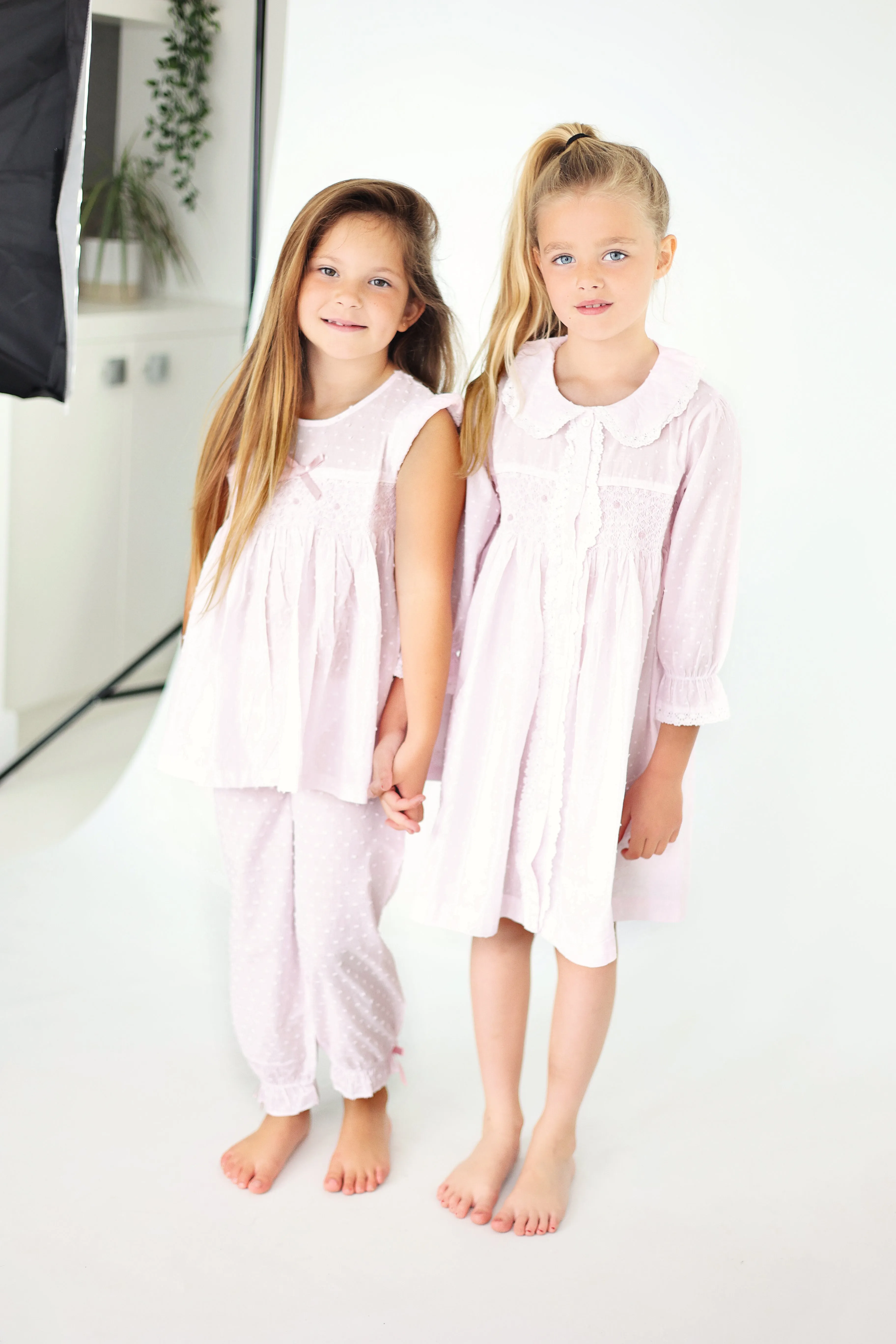 Girls Pink Smocked Pjs