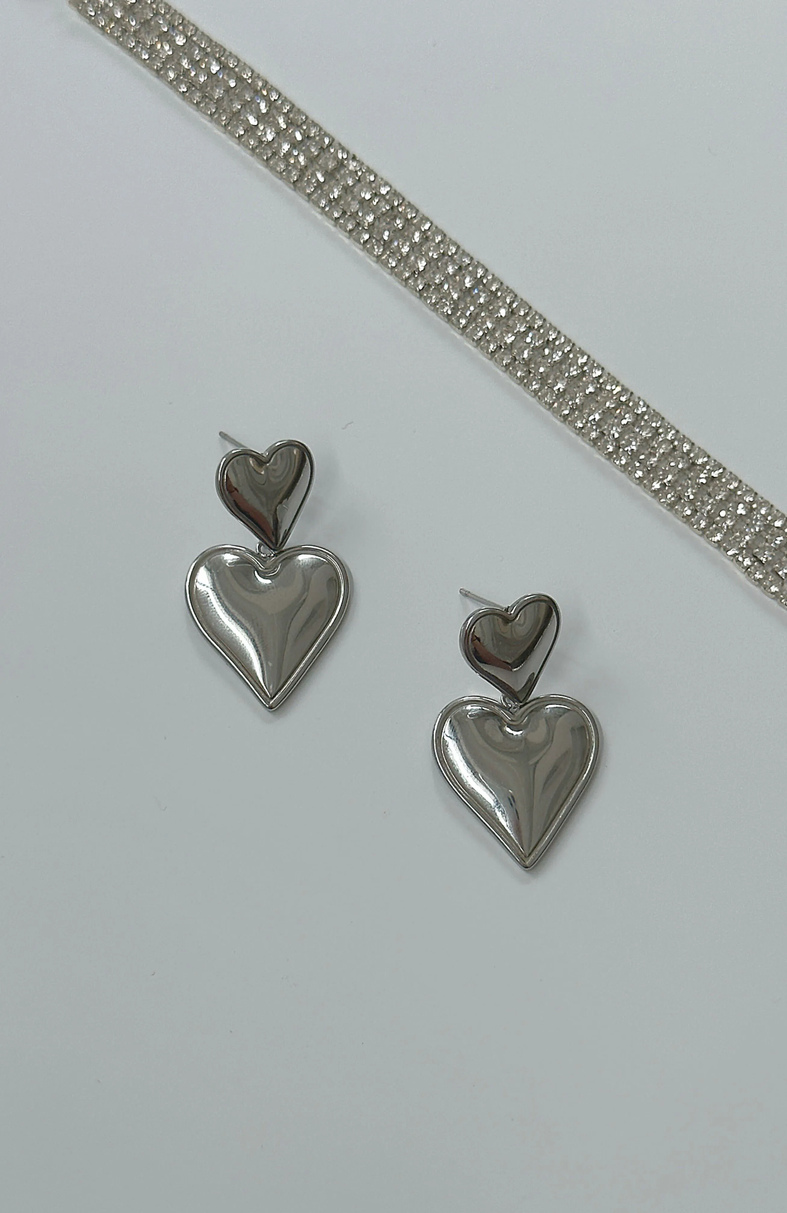 Gracie Heart Earrings Silver