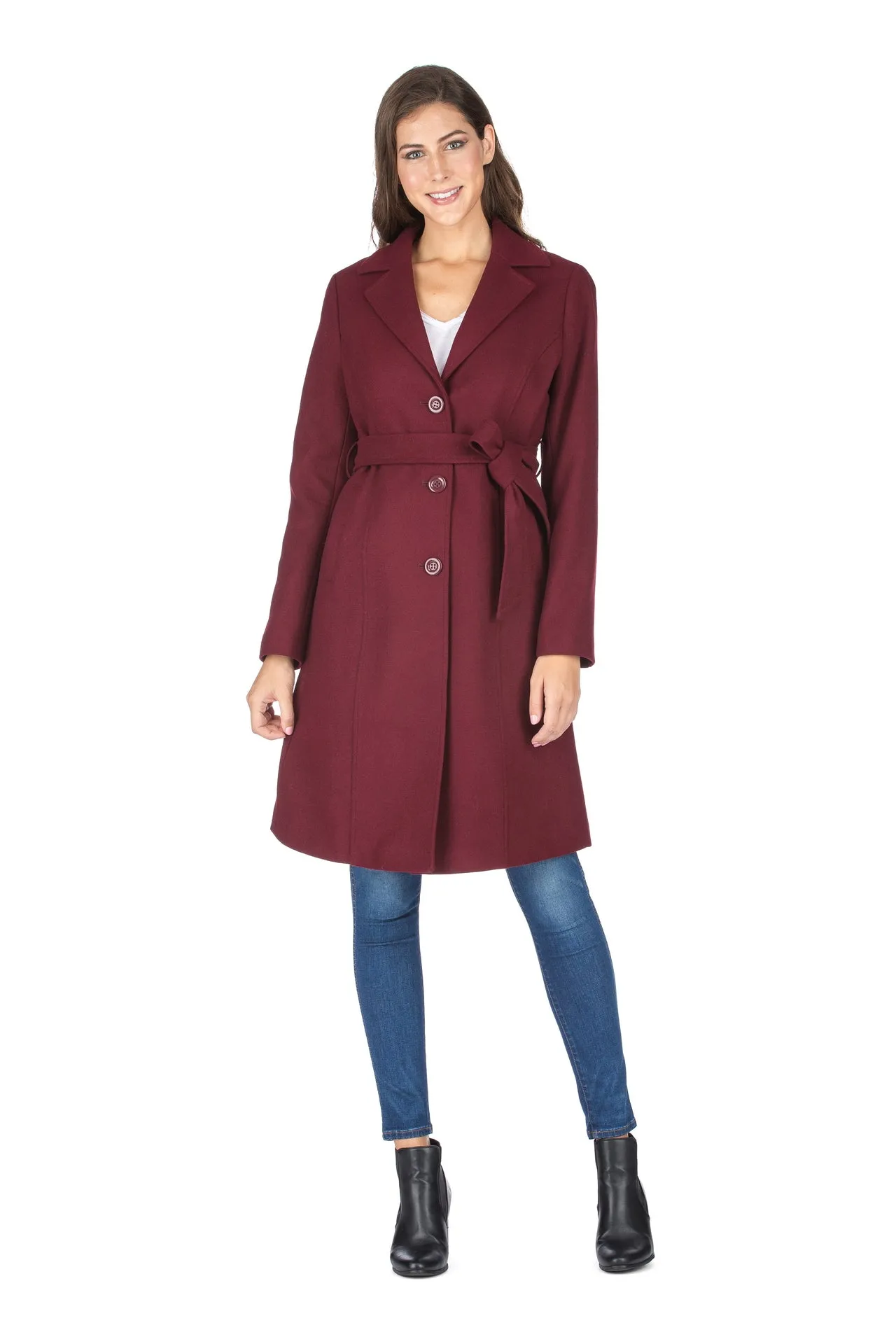 Haute Edition Women's 3/4 Length Belted Robe Pea Coat