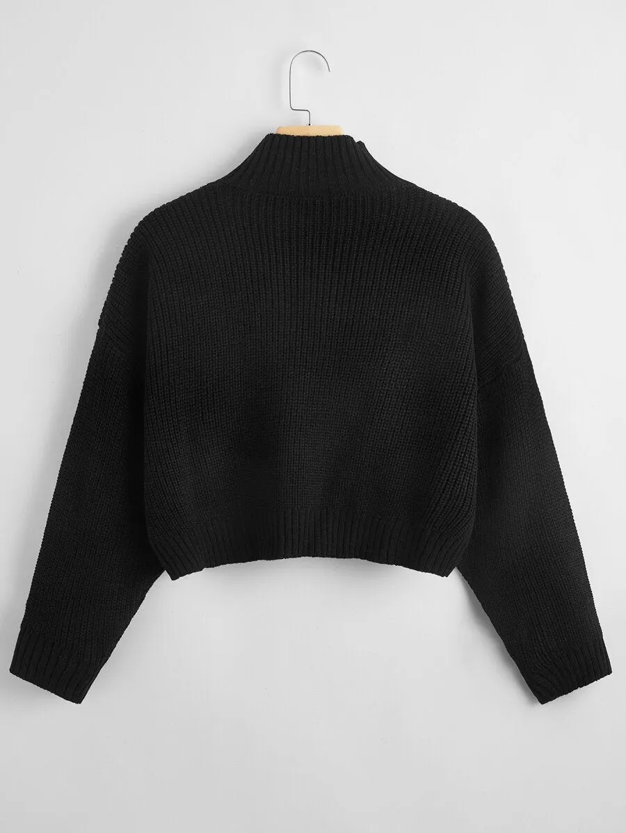 High-neck Chunky Knit Sweater