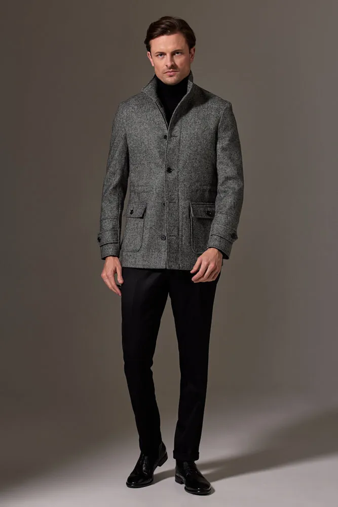 Hunter Safari Coat - Black and White Tweed