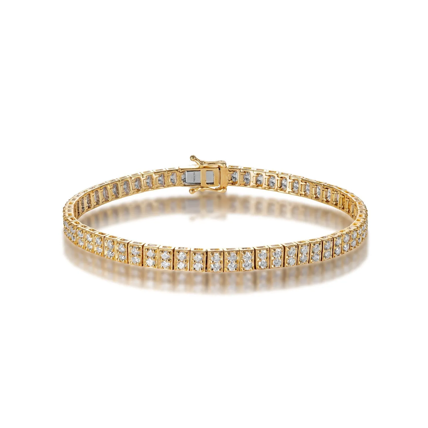 Iyla 3 Carat Round Brilliant Diamond Tennis Bracelet in 14k Yellow Gold