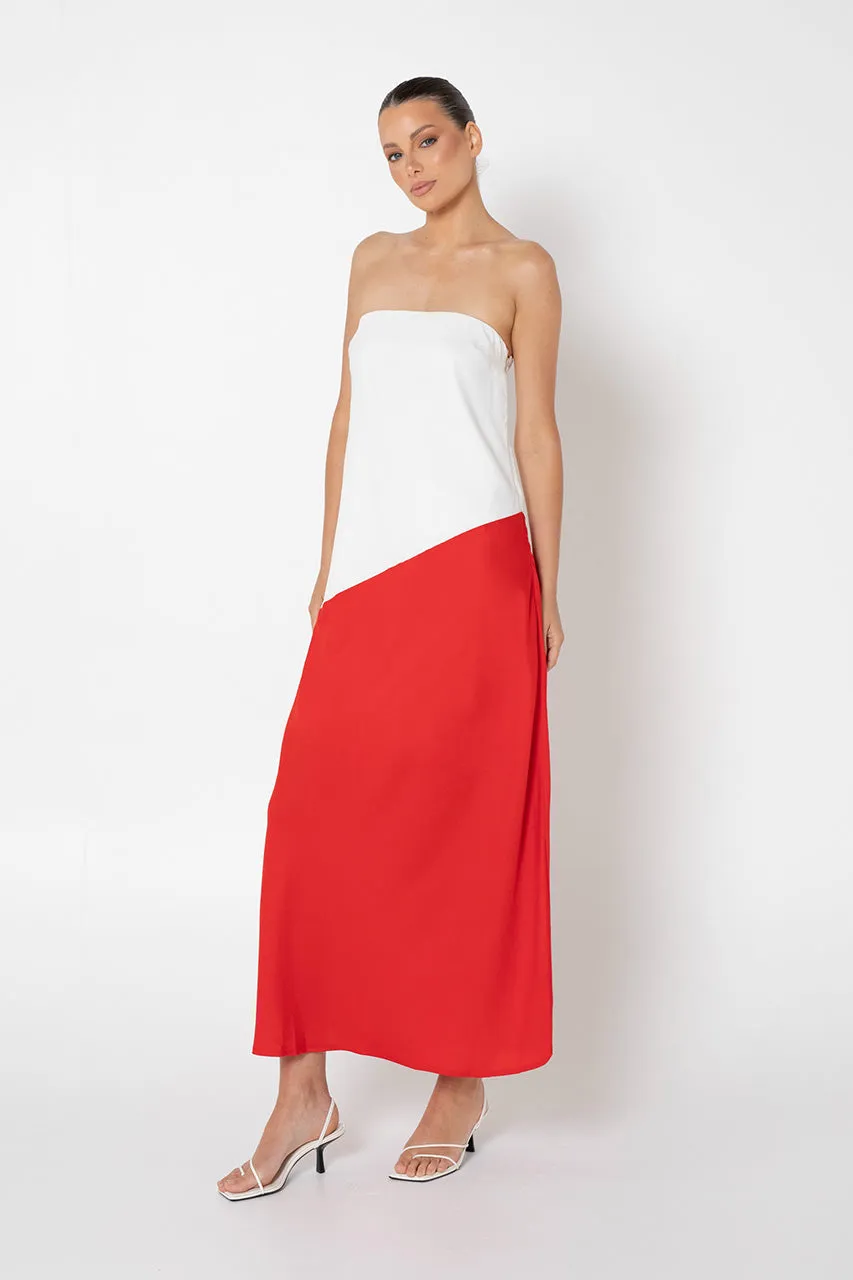 Joanna Maxi Dress | White & Red