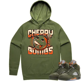 Jordan Retro 5 Olive 5s Hoodie to Match - CELADON CHERRY BOMBS