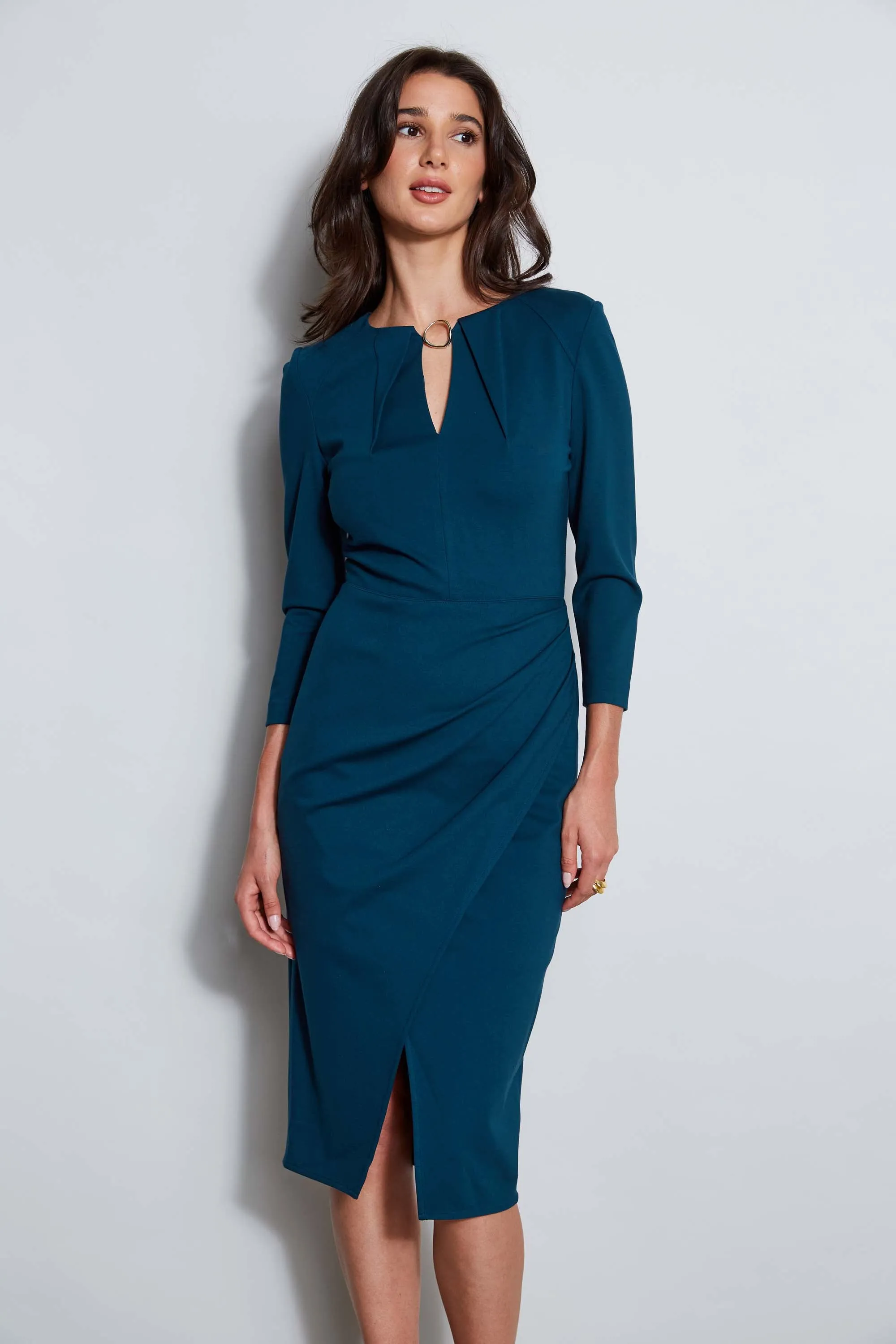 Keyhole Ring Wrap Dress