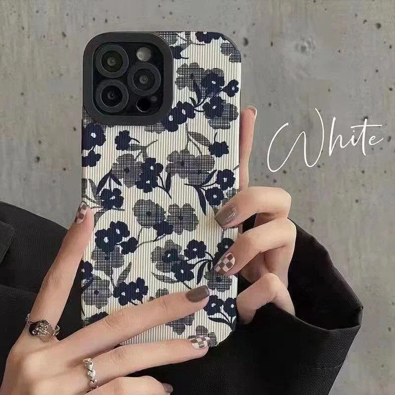 Korea Style Cute Floral Phone Cases for iPhone 14, 13, 12, 11, Pro Max, X, XS Max, XR, Plus