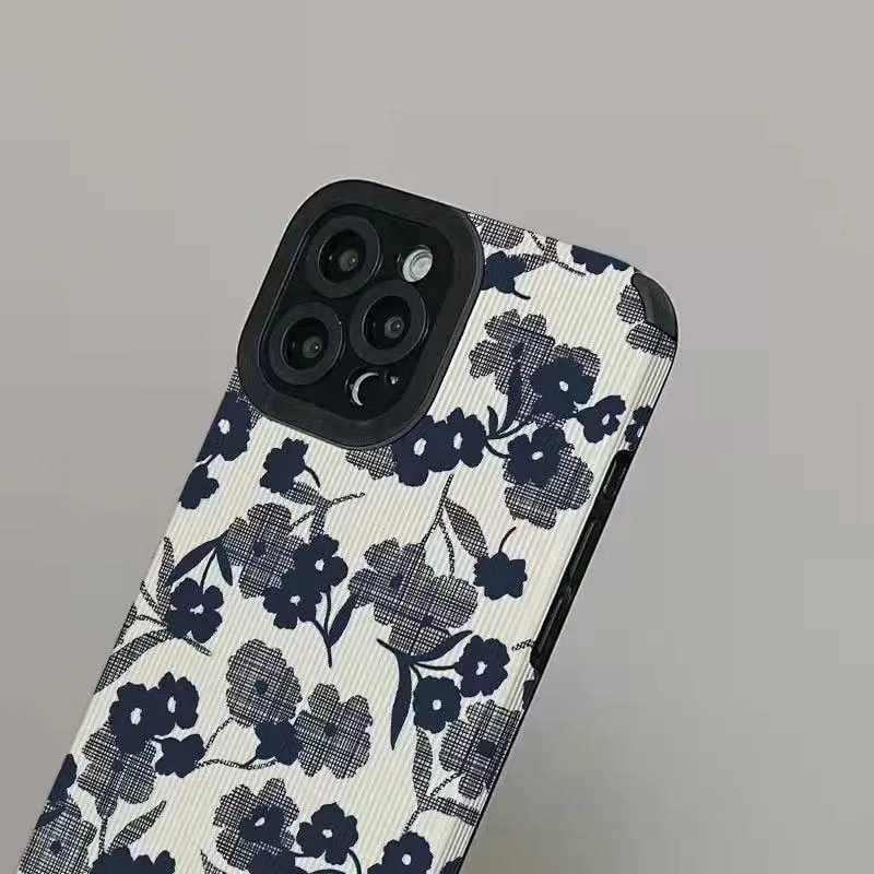 Korea Style Cute Floral Phone Cases for iPhone 14, 13, 12, 11, Pro Max, X, XS Max, XR, Plus