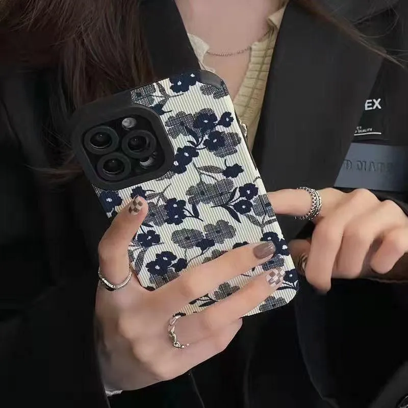 Korea Style Cute Floral Phone Cases for iPhone 14, 13, 12, 11, Pro Max, X, XS Max, XR, Plus