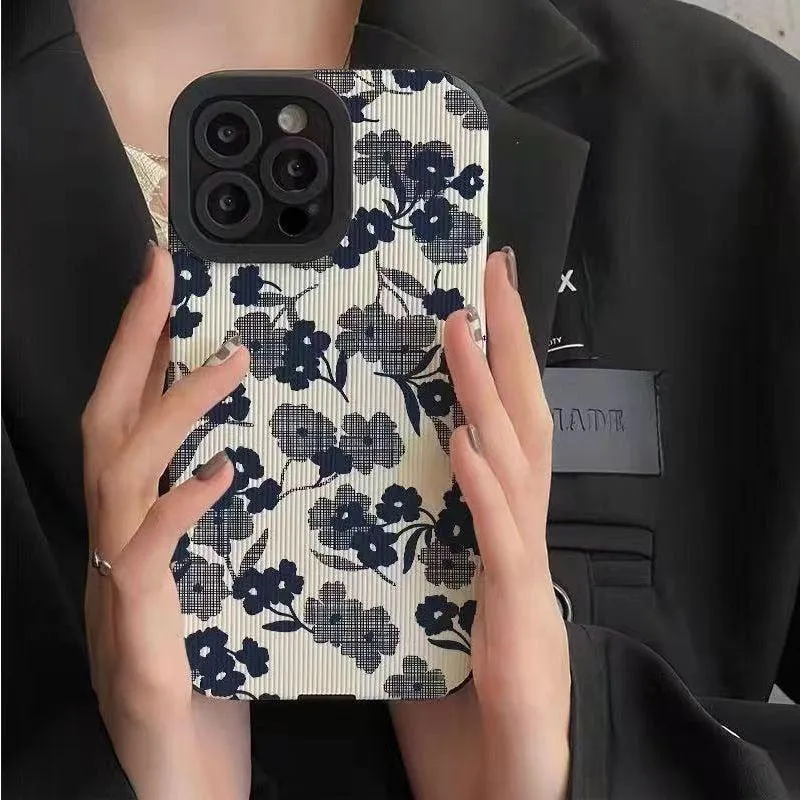 Korea Style Cute Floral Phone Cases for iPhone 14, 13, 12, 11, Pro Max, X, XS Max, XR, Plus