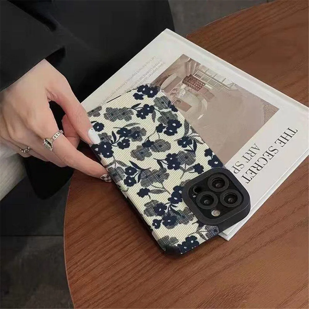 Korea Style Cute Floral Phone Cases for iPhone 14, 13, 12, 11, Pro Max, X, XS Max, XR, Plus