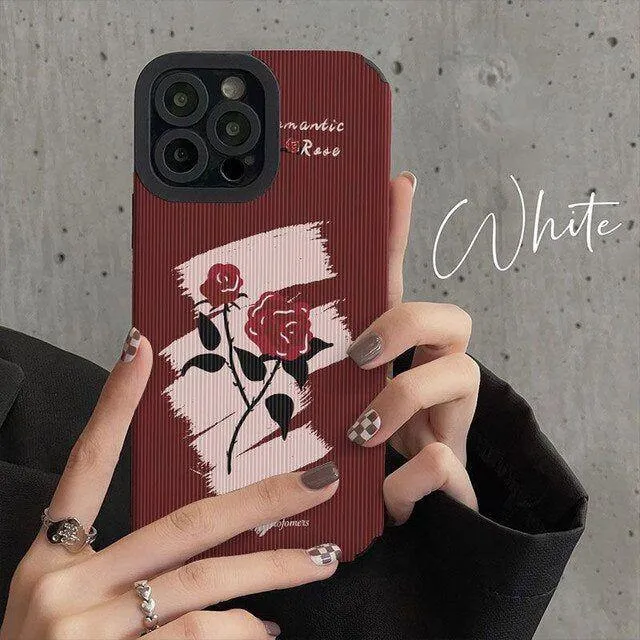 Korea Style Cute Floral Phone Cases for iPhone 14, 13, 12, 11, Pro Max, X, XS Max, XR, Plus