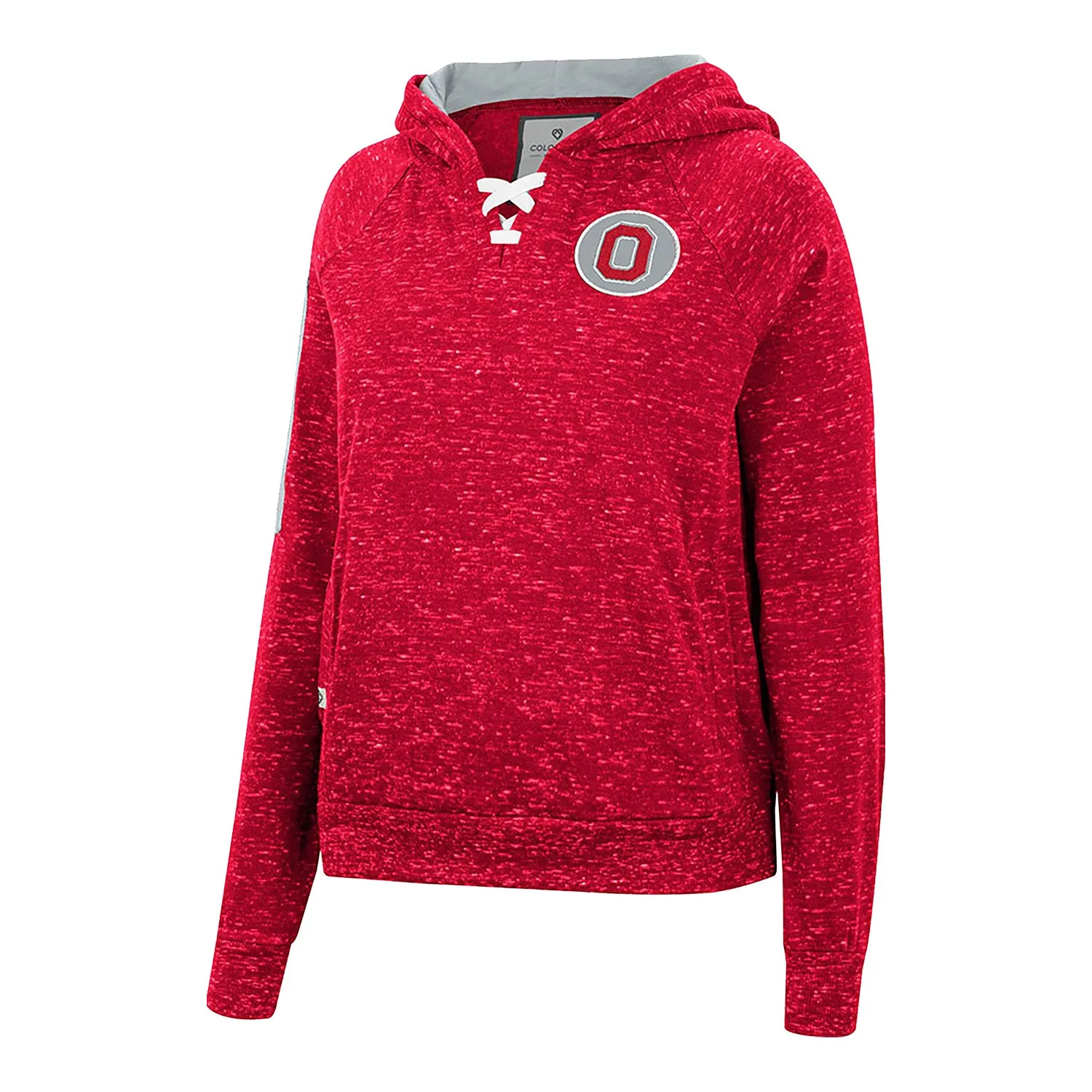 Ladies Ohio State Buckeyes Devel Speckle Hooded Scarlet  Sweatshirt