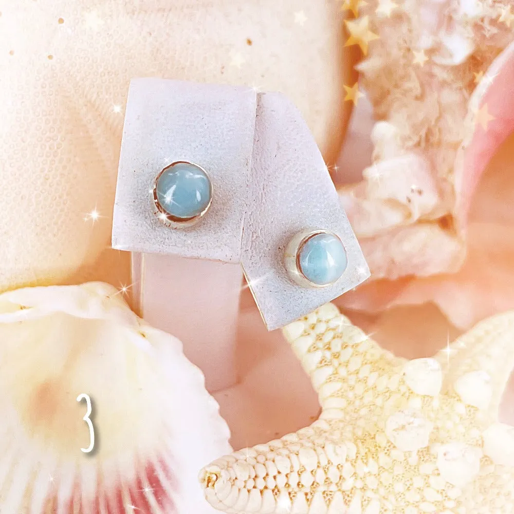 Larimar round stud earrings