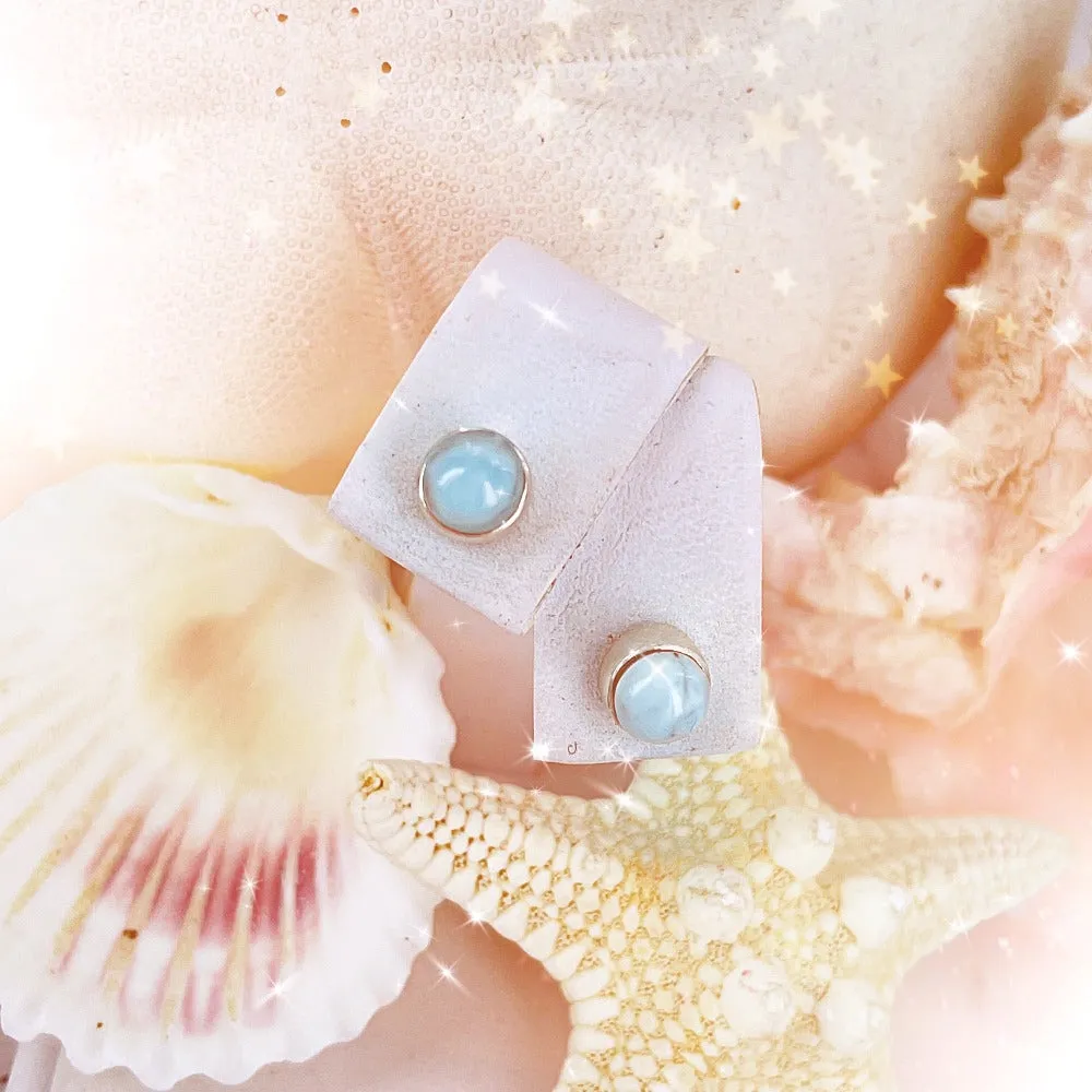 Larimar round stud earrings