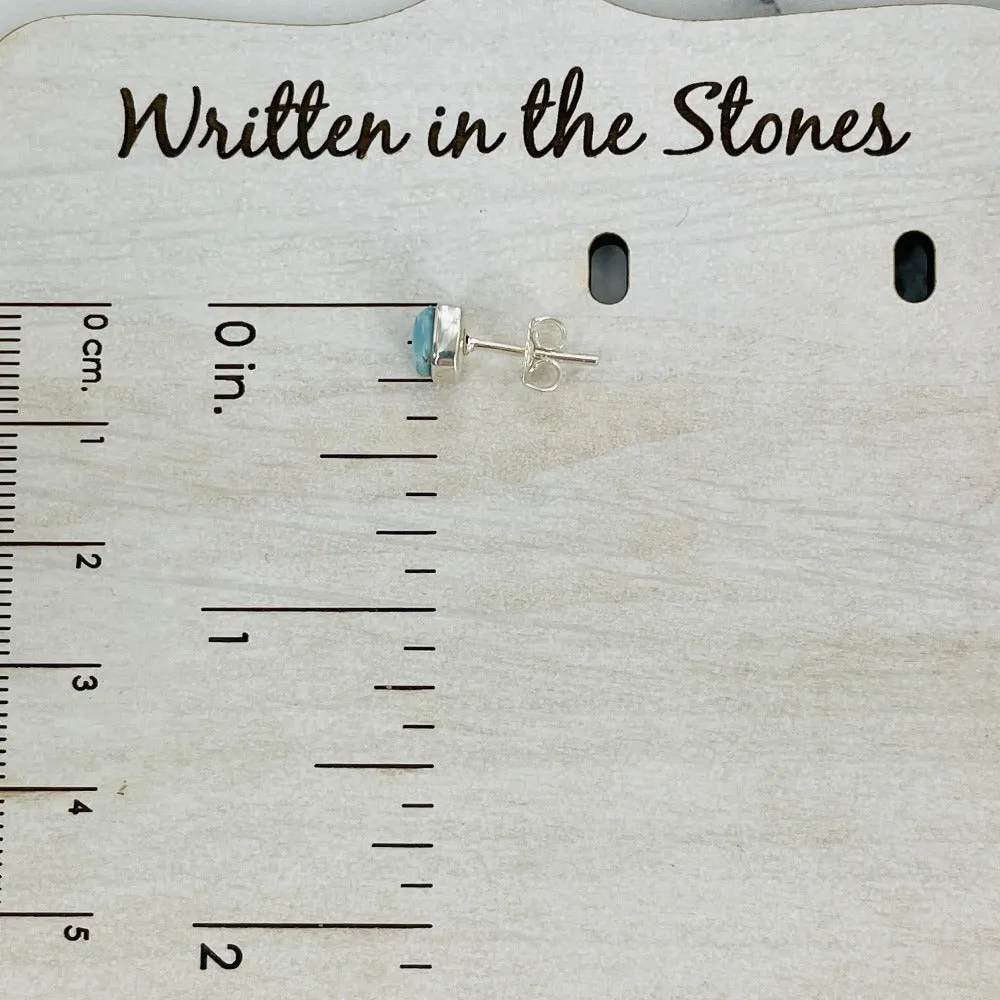 Larimar round stud earrings