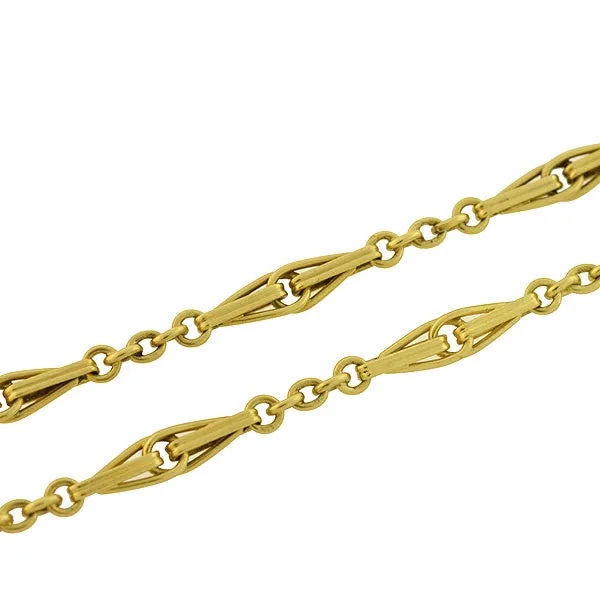 Late Victorian French 18kt Yellow Gold Link Chain Necklace 52"