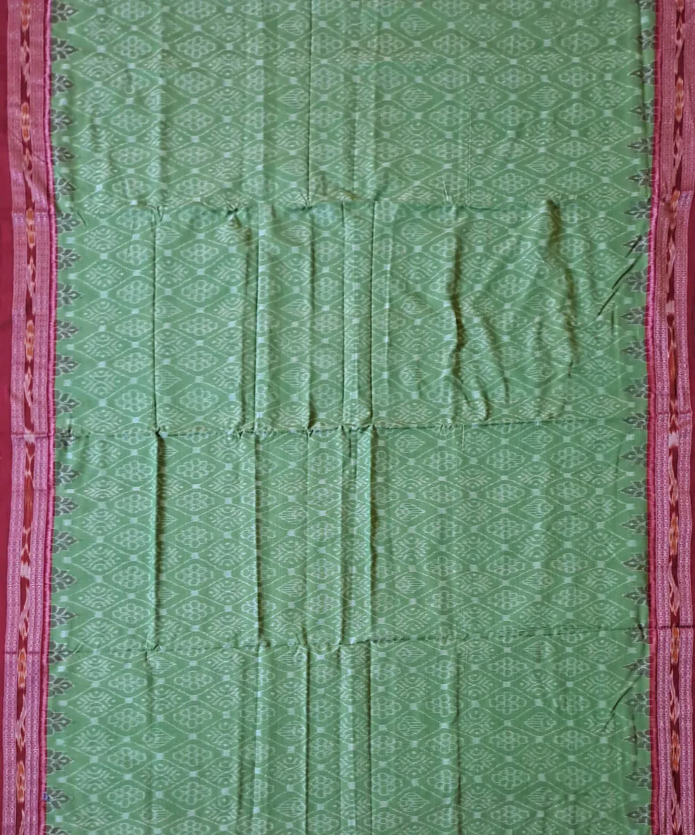 Light green maroon cotton handloom nuapatna saree