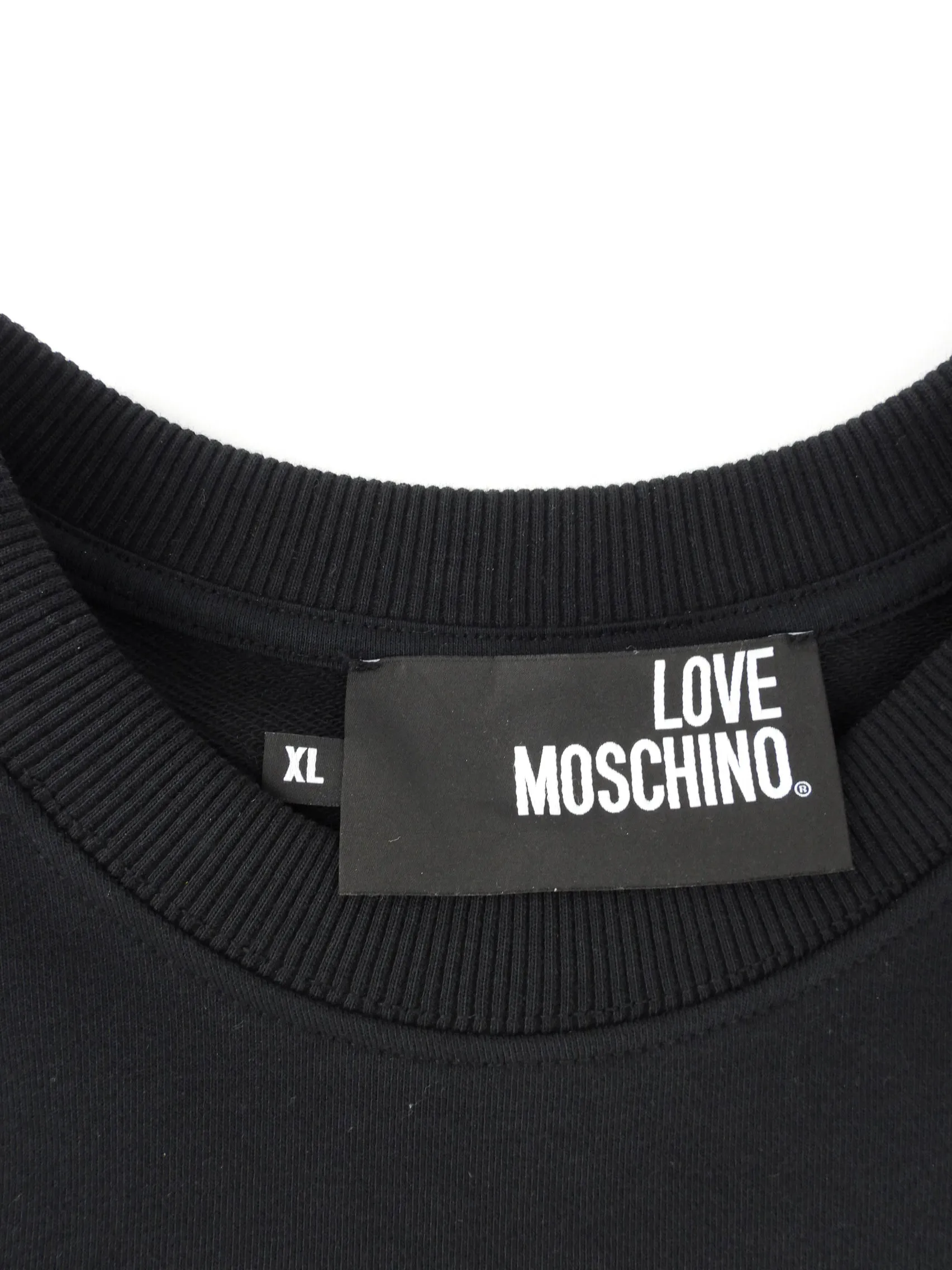 Love Moschino Black and White Peace Sign Jersey Crewneck - XL