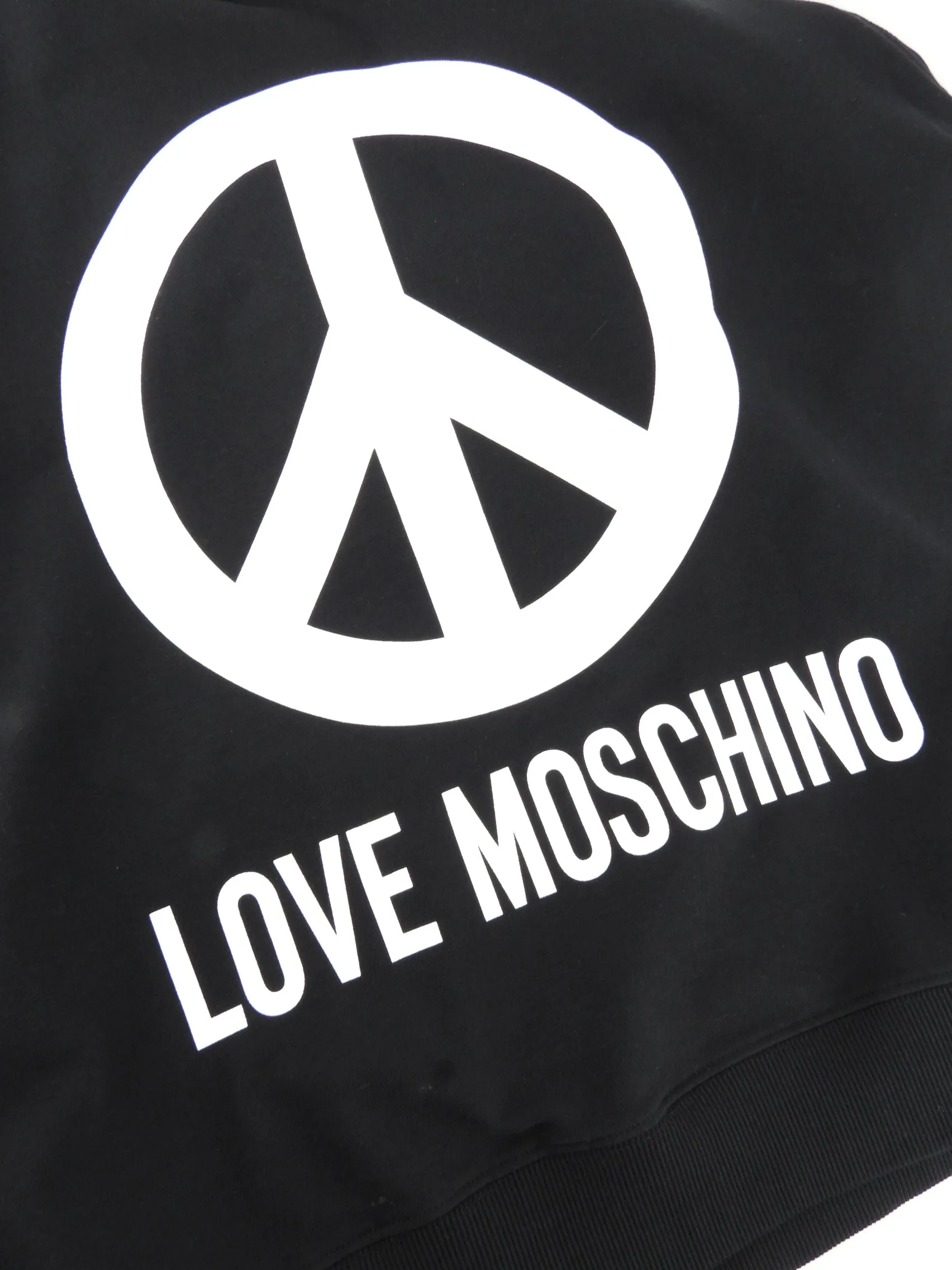 Love Moschino Black and White Peace Sign Jersey Crewneck - XL