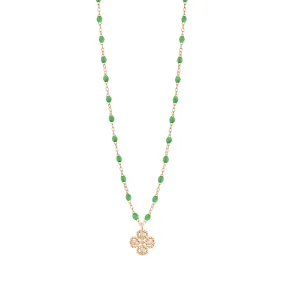 Lucky Clover Classic Gigi Green diamond necklace, Rose Gold, 16.5"