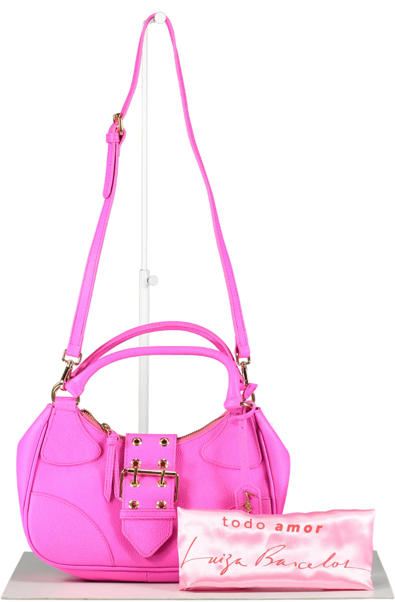 LUIZA BARCELOS Hot Pink Leather Baguette Bag