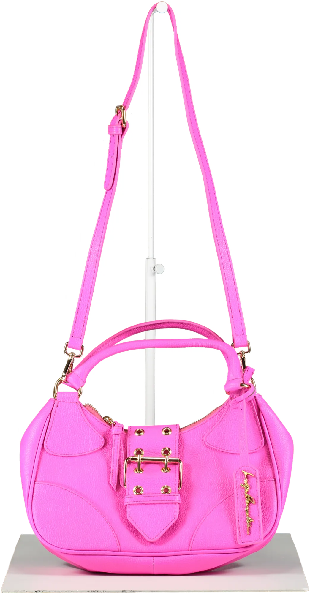 LUIZA BARCELOS Hot Pink Leather Baguette Bag