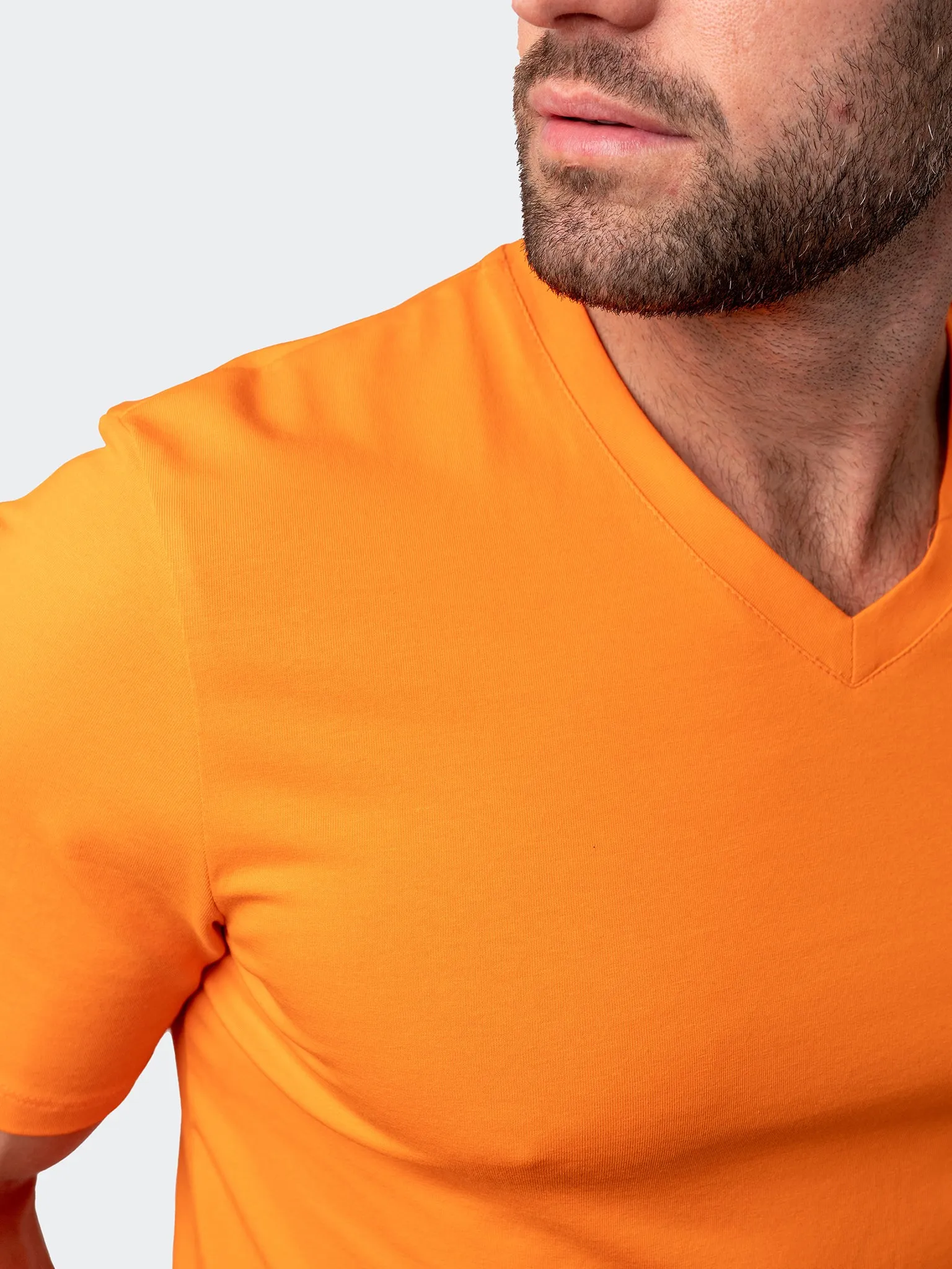 Maceoo Stretch Short-Sleeve Tshirts | V-Neck VivaldiCore Orange