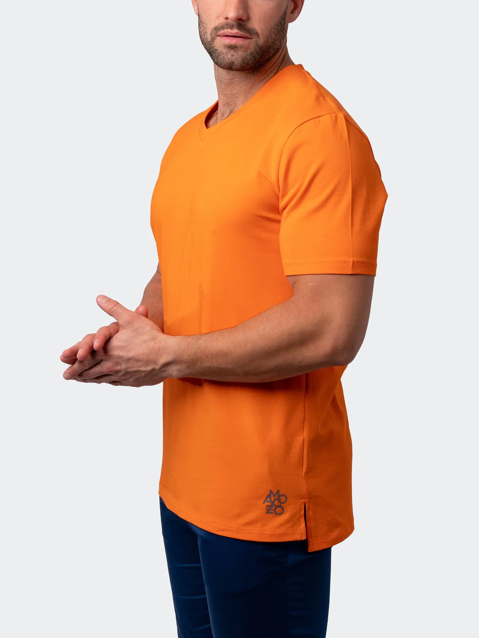 Maceoo Stretch Short-Sleeve Tshirts | V-Neck VivaldiCore Orange