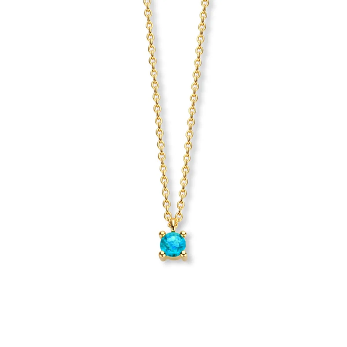 March Birthstone Necklace 14K Yellow Gold