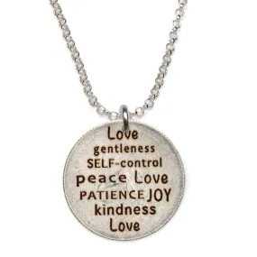 Mariamor Kindness Love Joy Patience Quarter Necklace, Sterling Silver