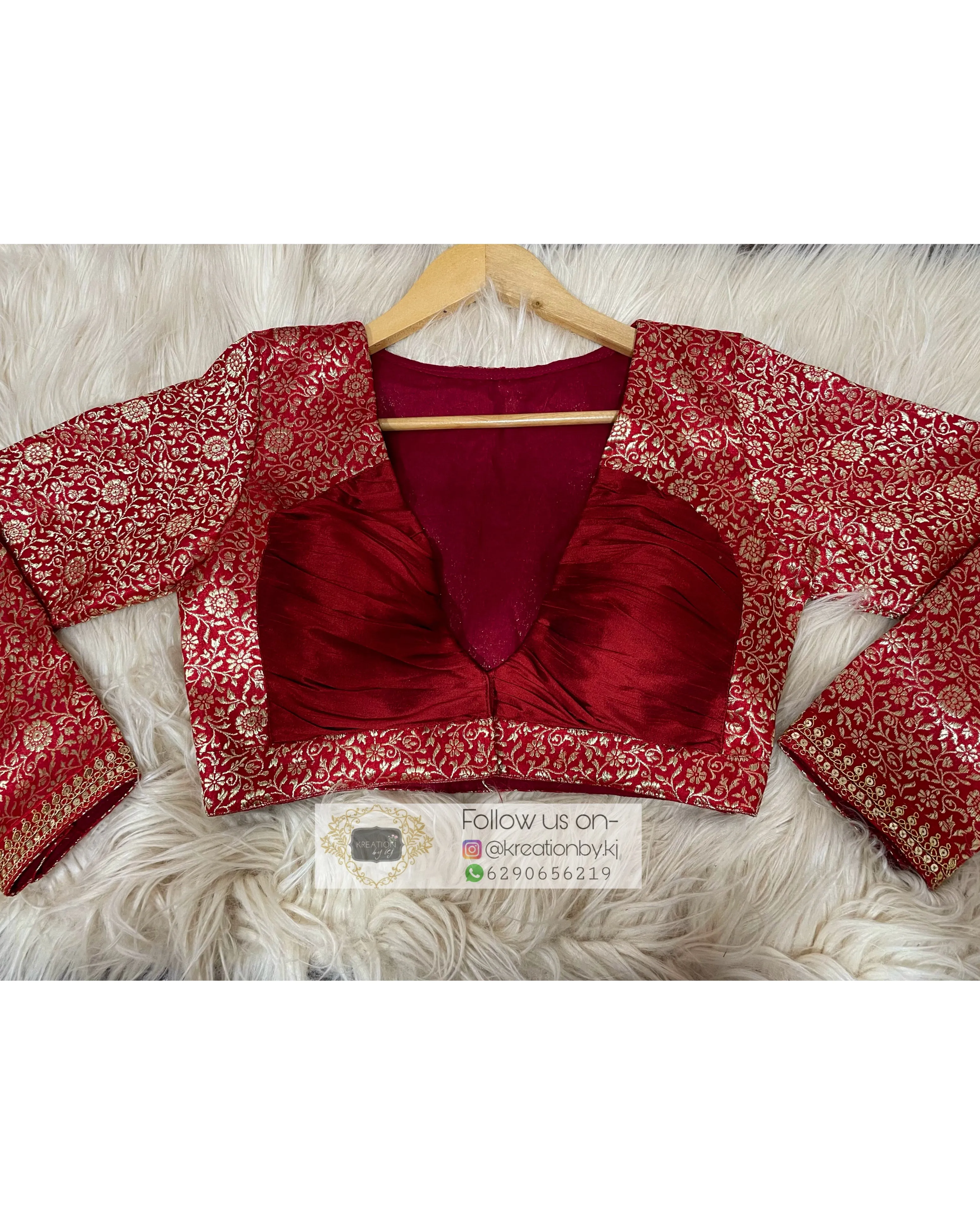 Maroon Brocade Full Sleeve Blouse