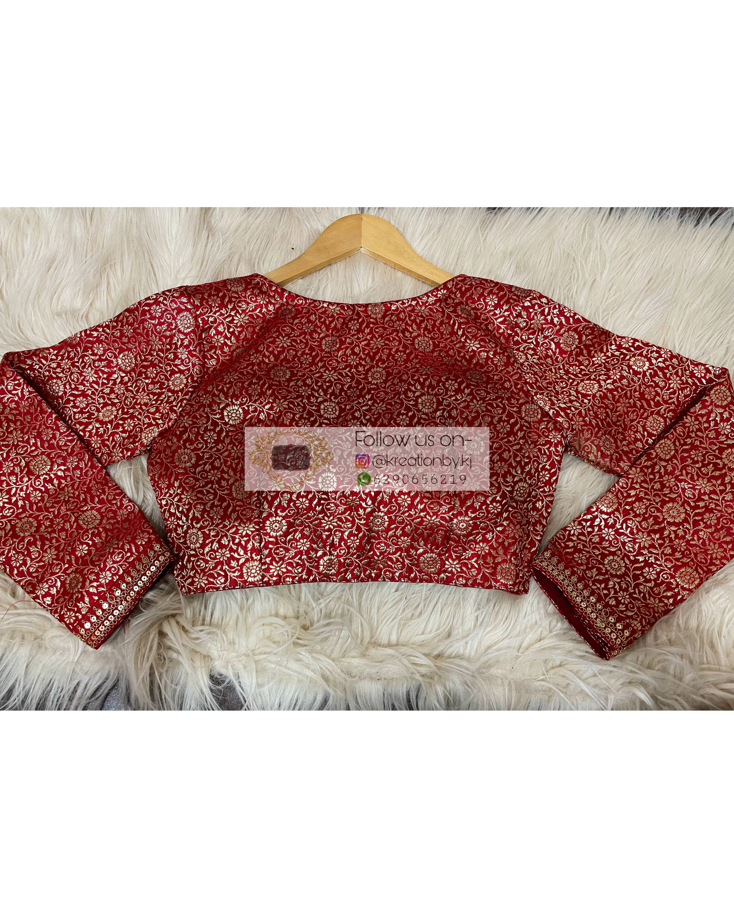 Maroon Brocade Full Sleeve Blouse