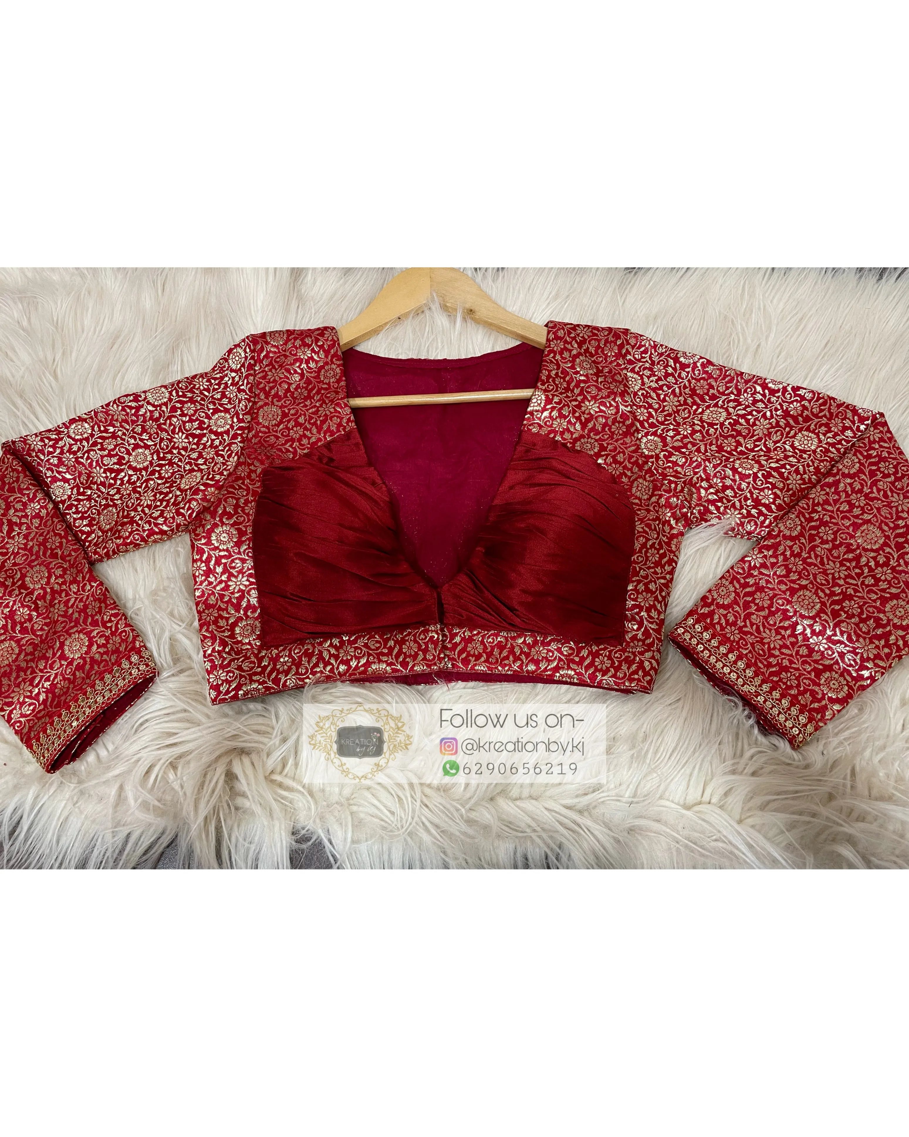 Maroon Brocade Full Sleeve Blouse