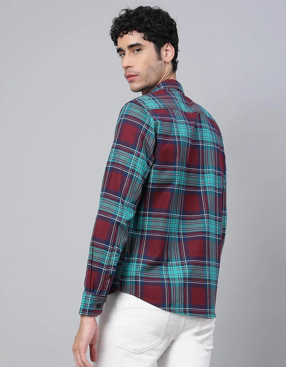 Maroon Checks Printed Shirt