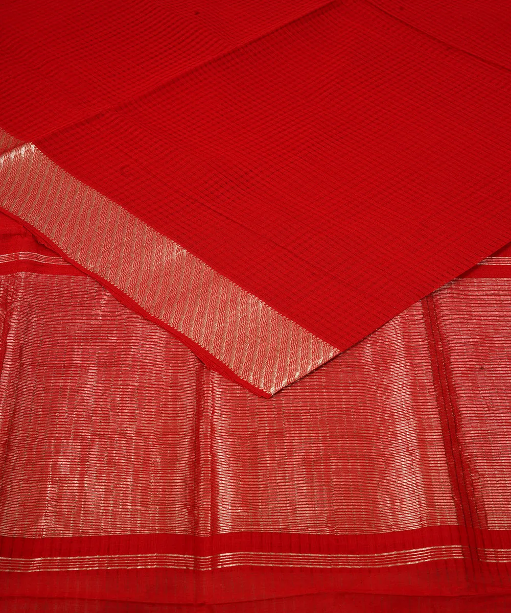 Maroon handwoven mangalagiri cotton saree