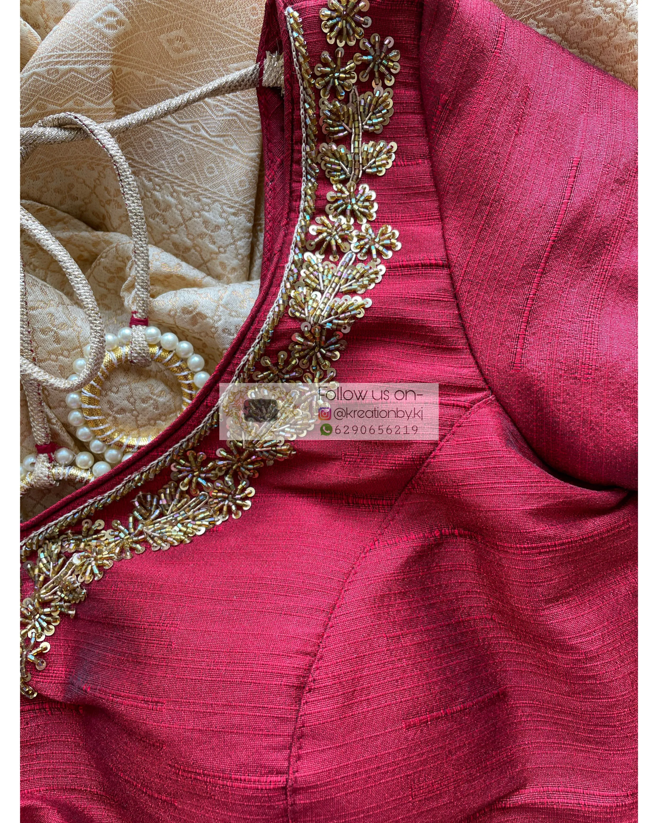 Maroon Taj Mahal Blouse Piece