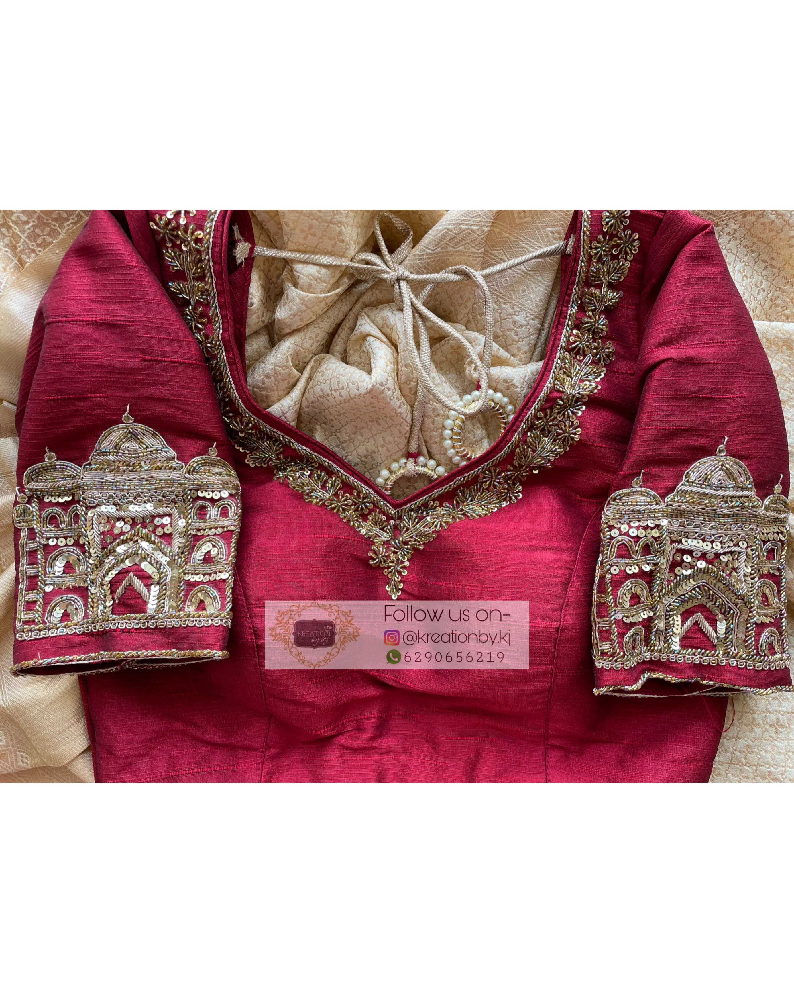 Maroon Taj Mahal Blouse Piece