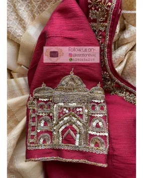 Maroon Taj Mahal Blouse Piece