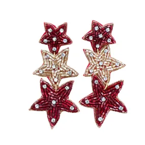 Maroon/Gold Star Earrings *Treasure Jewels*