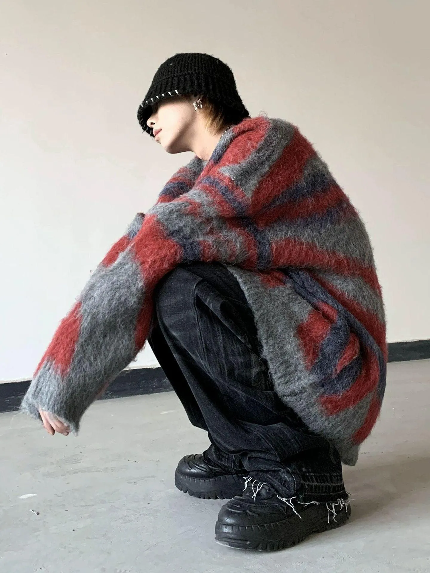 Men's Autumn Winter New Korean High Street Striped Sweater