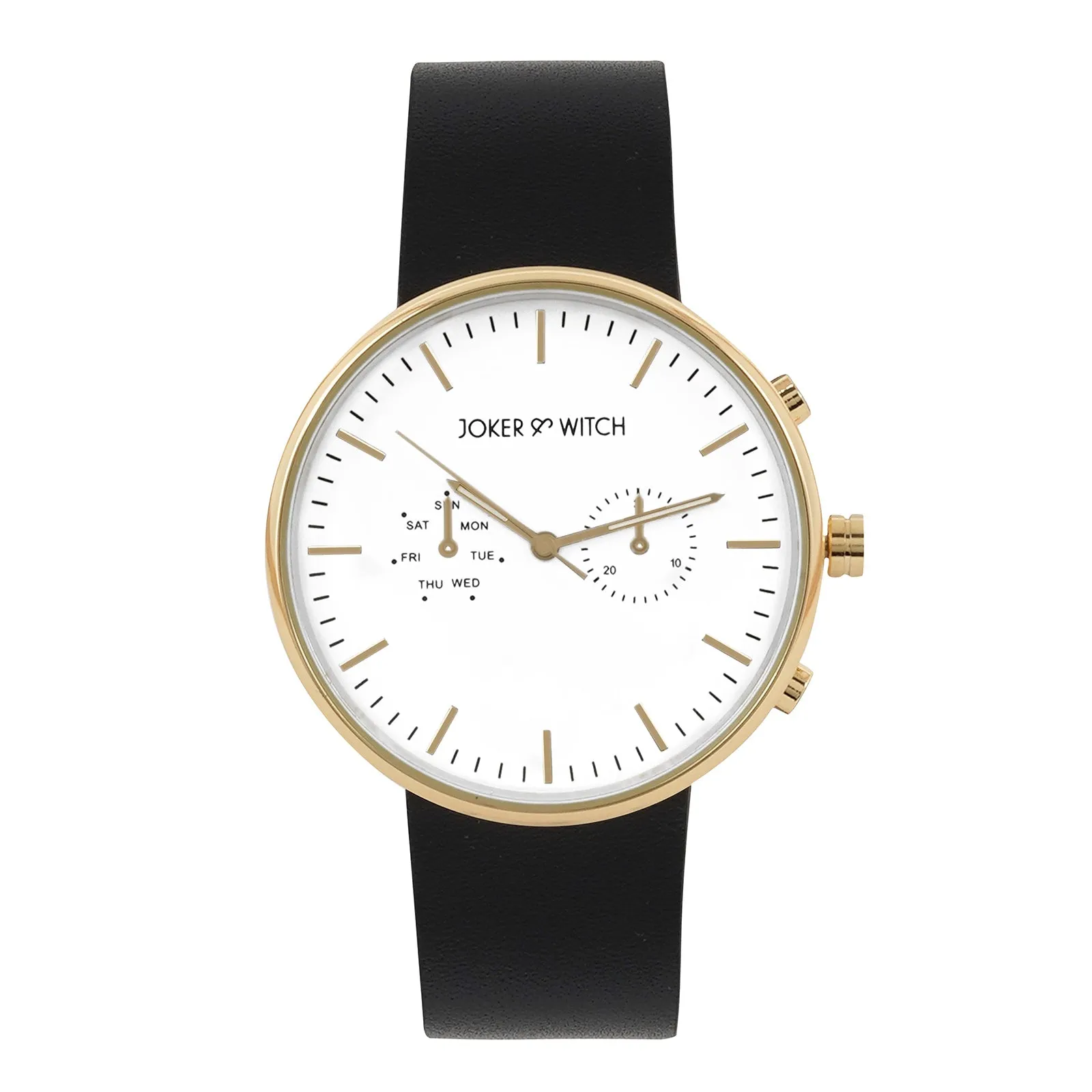 Miami White Dial Black PU Strap Watch