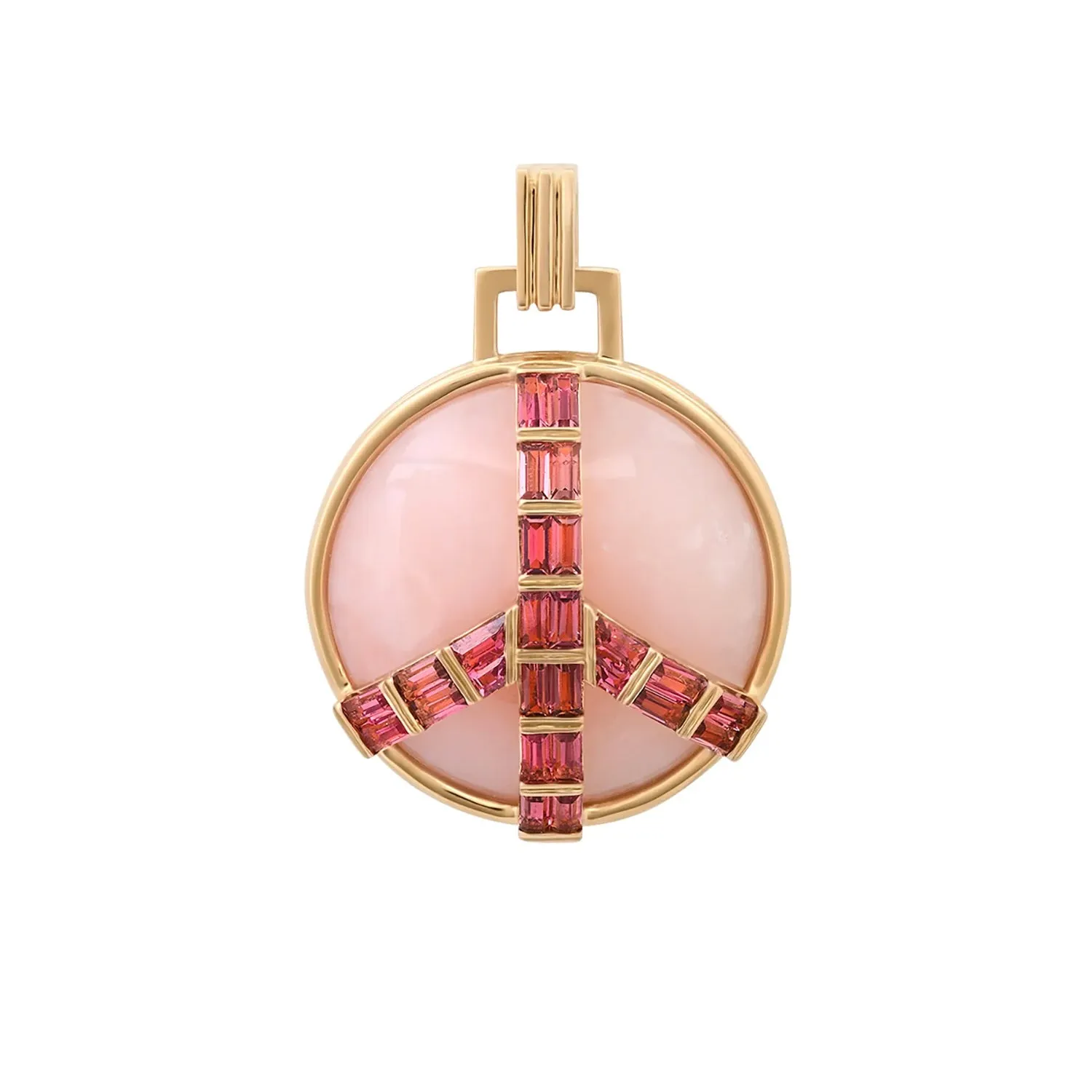 Midsize Peace Pendant in Pink Opal and Pink Tourmaline