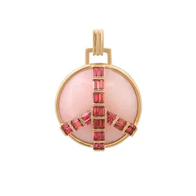 Midsize Peace Pendant in Pink Opal and Pink Tourmaline