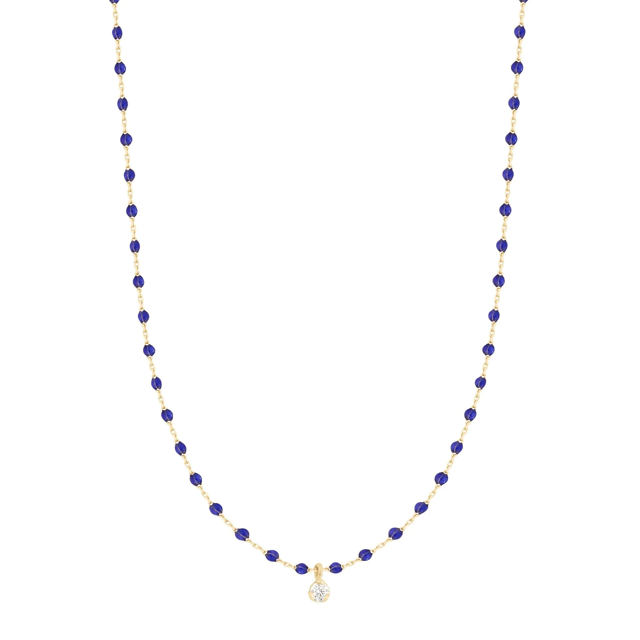 Mini Gigi Lapis necklace, Yellow Gold 1 Diamond, 15.7"