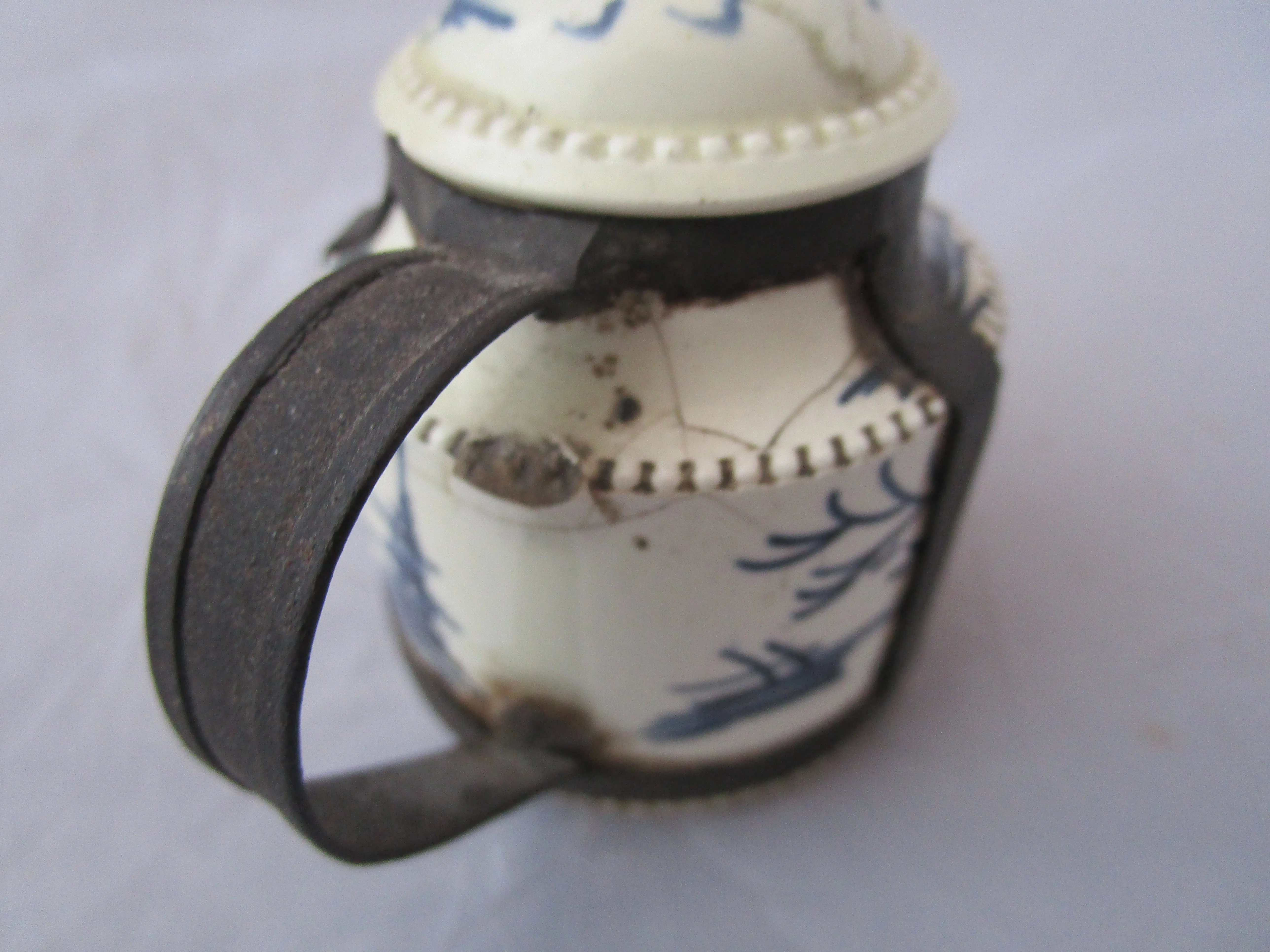 Miniature Make Do Creamware Teapot Antique Georgian 18th Century